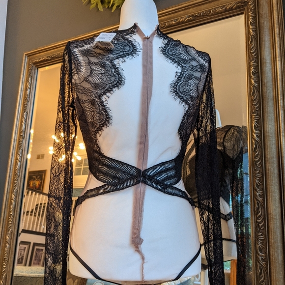 Lace body suit Black Nude L - Picture 6 of 16